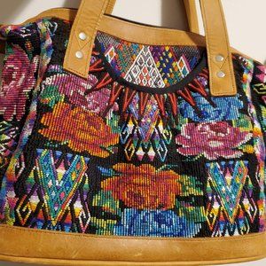 One-Of-A-Kind Nena & Co Full Huipil Bright Blue OG Sonia Shoulder Bag